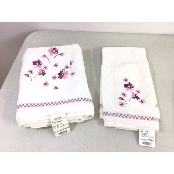 jcpenney Other - Vintage Antique Rose Towel Set Floral Embroidered New